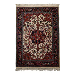 6x9 Ivory, Midnight Blue, Rust Color Hand Knotted Heriz Wool Arts & Crafts Oriental Rug