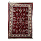 6x9 Maroon, Ivory, Aqua Color Hand Knotted Sarouk New Zealand Wool Traditional Oriental Rug