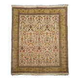 7x8 Ivory, Lime, Blush Color Hand Knotted Tabriz Wool Traditional Oriental Rug