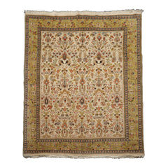 7x8 Ivory, Lime, Blush Color Hand Knotted Tabriz Wool Traditional Oriental Rug