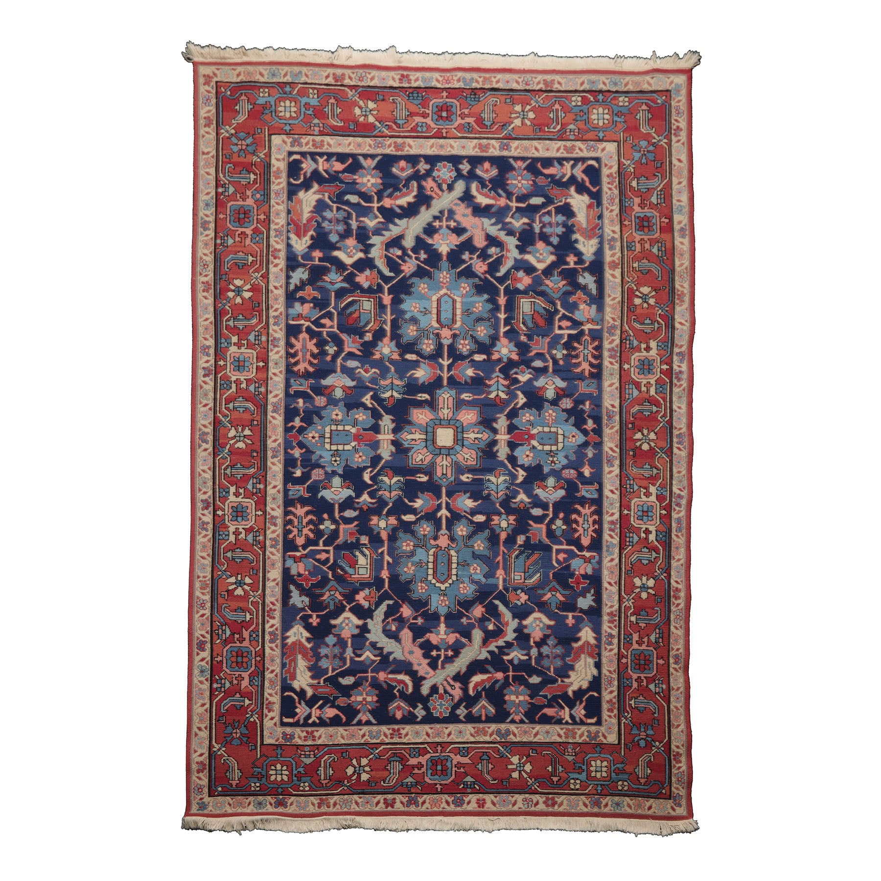 6x9 Navy, Raspberry, Ivory Color Hand Knotted Nourison Nourmak Wool Traditional Oriental Rug