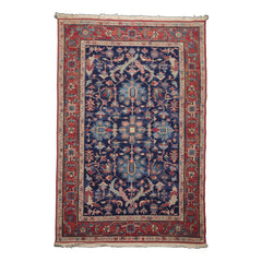 6x9 Navy, Raspberry, Ivory Color Hand Knotted Nourison Nourmak Wool Traditional Oriental Rug