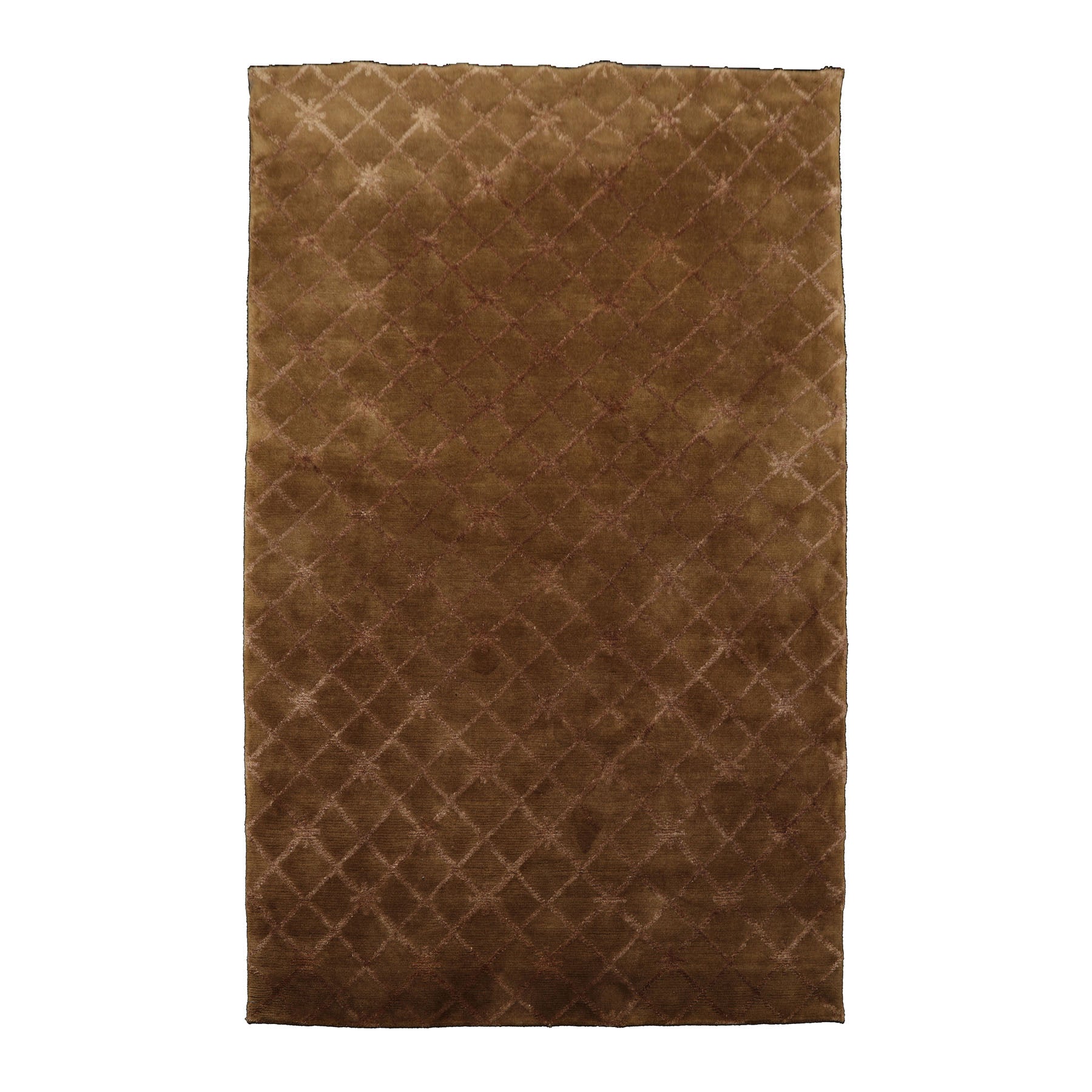 5x8 Tone on Tone Brown, , Color Hand Knotted Tibetan Wool & Bamboo Silk Transitional Oriental Rug