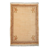 6x9 Ivory, Tan, Brown Color Hand Knotted Tibetan Wool European Classic Oriental Rug