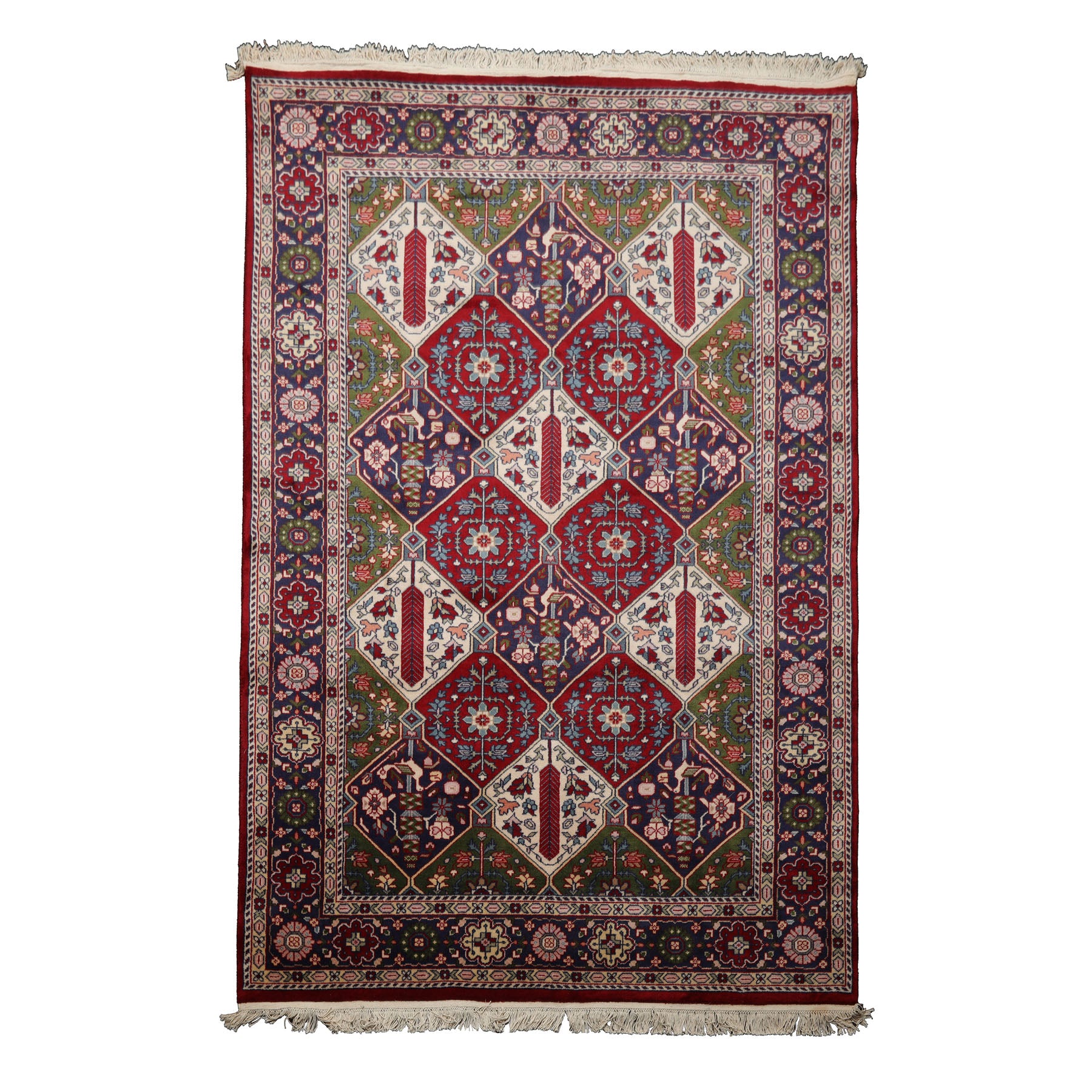 6x9 Burgundy, Green, Navy Color Hand Knotted Oushak Wool Arts & Crafts Oriental Rug