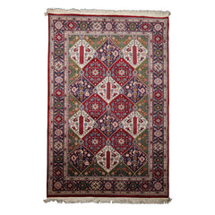 6x9 Burgundy, Green, Navy Color Hand Knotted Oushak Wool Arts & Crafts Oriental Rug