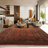 Burnt Orange 6'7''x9'10'' Bokhara Traditional 200 KPSI Plush Pile Silky Sheen Velvety Soft Hand Knotted New Zealand Wool Oriental Area Rug