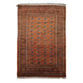 6x9 Burnt Orange, Brown, Blue Color Hand Knotted Bokhara New Zealand Wool Traditional Oriental Rug