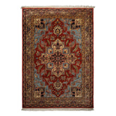 6x9 Rust, Aqua, Navy Color Hand Knotted Heriz Wool Arts & Crafts Oriental Rug