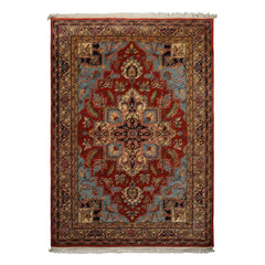 6x9 Rust, Aqua, Navy Color Hand Knotted Heriz Wool Arts & Crafts Oriental Rug