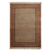 6x9 Ivory, Raspberry, Blue Color Hand Knotted Paisley New Zealand Wool Traditional Oriental Rug
