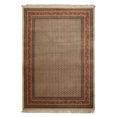6x9 Ivory, Raspberry, Blue Color Hand Knotted Paisley New Zealand Wool Traditional Oriental Rug