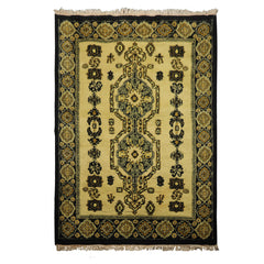 6x9 Citrus, Black, Gold Color Hand Knotted Heriz Wool Arts & Crafts/Mission Oriental Rug