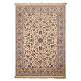 6x9 Ivory, Rose, Blue Color Hand Knotted Kashan New Zealand Wool Traditional Oriental Rug