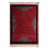 4x6 Rose, Black, Gray Color Hand Knotted Chinese Art Deco Wool Traditional Oriental Rug