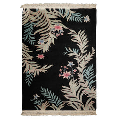 5x8 Black, Aqua, Mint Color Hand Knotted French Aubusson Savonnerie Wool Traditional Oriental Rug