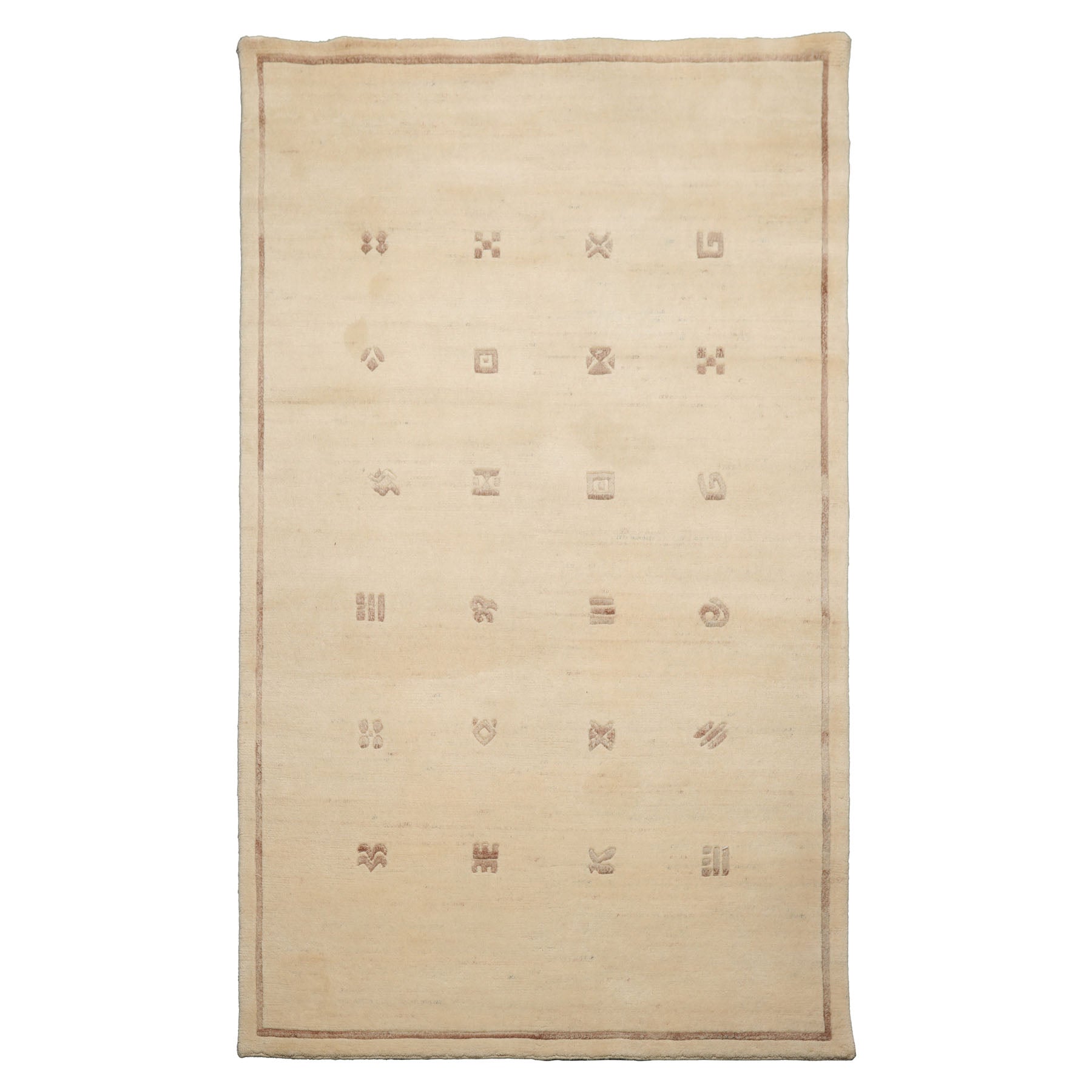 5x8 Ivory, Brown, Color Hand Knotted Tibetan New Zealand Wool Art Deco Oriental Rug