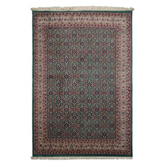 6x9 Turquoise, Ivory, Burgundy Color Hand Knotted Herati Wool Traditional Oriental Rug