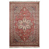 6x9 Rose, Ivory, Taupe Color Hand Knotted Heriz New Zealand Wool Traditional Oriental Rug