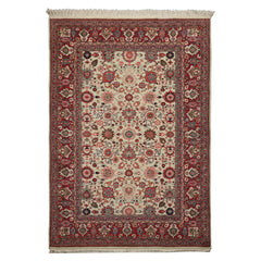 6x9 Ivory, Raspberry, Rose Color Hand Knotted Oushak New Zealand Wool Traditional Oriental Rug