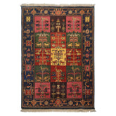 6x8 Green, Pink, Gold Color Hand Knotted Gabbeh Wool Pictorial Oriental Rug