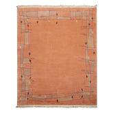 5x8 Blush, Beige, Taupe Color Hand Knotted Tibetan New Zealand Wool Art Deco Oriental Rug