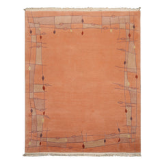 5x8 Blush, Beige, Taupe Color Hand Knotted Tibetan New Zealand Wool Art Deco Oriental Rug