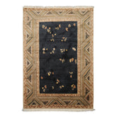 5x8 Charcoal, Brown, Beige Color Hand Knotted Tibetan New Zealand Wool Art Deco Oriental Rug