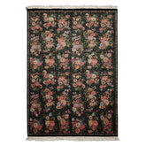 6x9 Black, Green, Ivory Color Hand Knotted Aubusson Savonnerie Wool Traditional Oriental Rug
