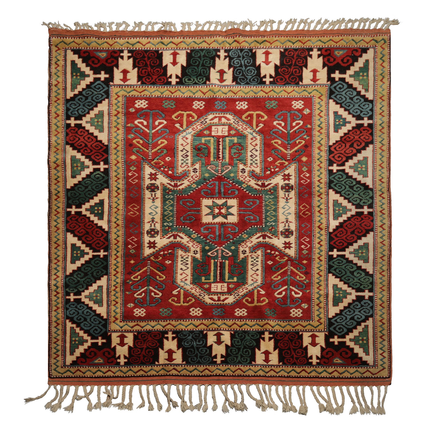 6x7 Rust, Burnt Orange, Beige Color Hand Knotted Oushak Wool Arts & Crafts Oriental Rug