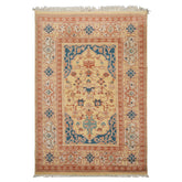 6x9 Vanilla, Turquoise, Ivory Color Hand Knotted Oushak Wool Traditional Oriental Rug