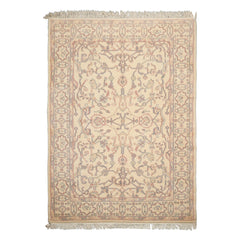 6x9 Ivory, Rose, Gray Color Hand Knotted Oushak New Zealand Wool Traditional Oriental Rug