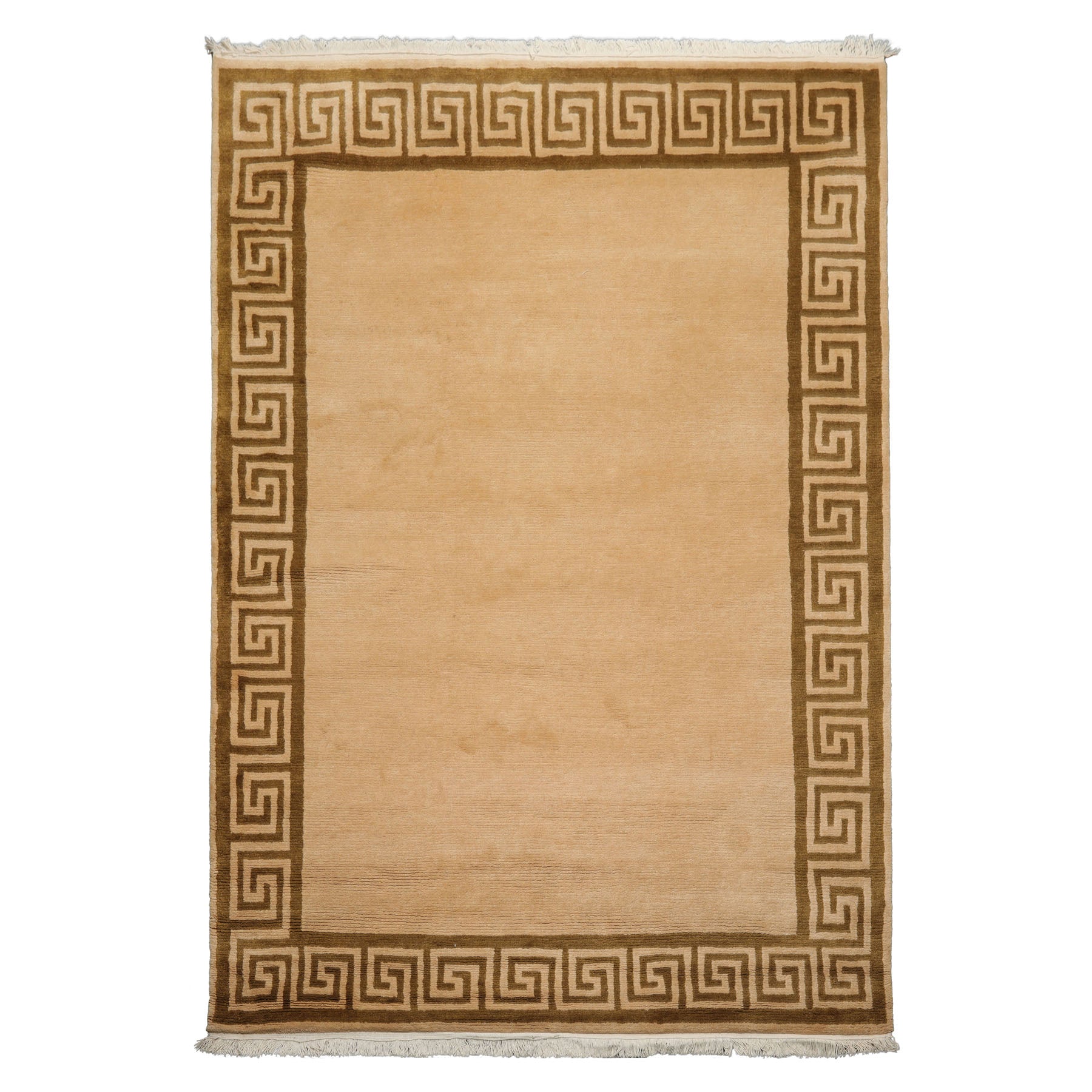 5x8 Warm Beige, Green, Color Hand Knotted Tibetan New Zealand Wool Modern & Contemporary Oriental Rug