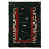 6x8 Green, Rust, Ivory Color Hand Knotted Gabbeh New Zealand Wool Tribal Oriental Rug