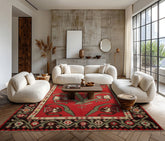 Raspberry 6'9''x10 Kilim Tribal Vintage Turkish Vegetable Dyes Southwestern Pristine Condition Hand Woven Wool Oriental Area Rug