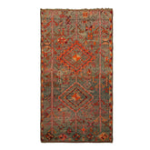 5x10 Celadon, Orange, Red Color Hand Knotted Antique Moroccan Wool Arts & Crafts Oriental Rug