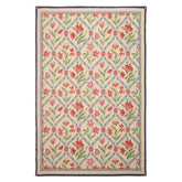 6x8 Ivory, Blue, Rose Color Hand Woven Caucasian Needlepoint Wool Traditional Oriental Rug
