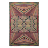 6x9 Lime, Pink, Teal Color Hand Woven French Needlepoint Wool Art Deco Oriental Rug