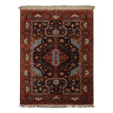 5x7 Chocolate, Burnt Orange, Blue Color Hand Knotted Oushak Wool Arts & Crafts Oriental Rug