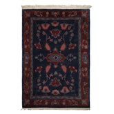 5x8 Navy, Rose, Blush Color Hand Knotted Tibetan New Zealand Wool Arts & Crafts Oriental Rug