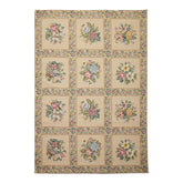 6x9 Khaki, Green, Blue Color Hand Woven French Needlepoint Wool Traditional Oriental Rug