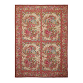 6x9 Rose, Ivory, Pink Color Hand Woven French Needlepoint Wool Traditional Oriental Rug