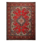 9x12 Red, Ivory, Aqua Color Hand Knotted Tabriz Wool Traditional Oriental Rug