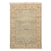 2x3 Mint, Beige, Blush Color Hand Knotted Afghan Oushak Wool Transitional Oriental Rug