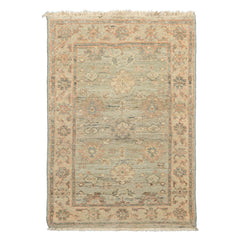 2x3 Mint, Beige, Blush Color Hand Knotted Afghan Oushak Wool Transitional Oriental Rug
