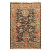 2x3 Slate, Gray, Burnt Orange Color Hand Knotted Oushak Wool Transitional Oriental Rug