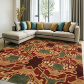 6x9 Sage, Rust, Maroon Color Hand Knotted Tibetan Wool Arts & Crafts Oriental Rug