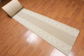 Runner Taupe, Beige, Color Machine Made All-Over 100% Wool Art Deco Style Oriental Rug