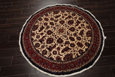 Round Ivory, Rust, Rose Color Hand Knotted Bidjar Round Wool & Silk Traditional Oriental Rug