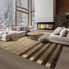 Multi Size Moss Gray Brown Color Hand Knotted Tibetan Wool & Silk Modern & Contemporary Oriental Rug
